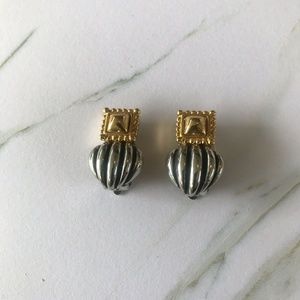 Gold & Silver Cast Clip Earrings Comfort Backs EUC